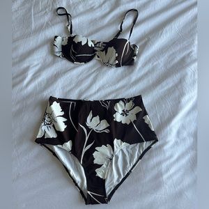 Tory Burch Brown Hawaiian Print Bikini